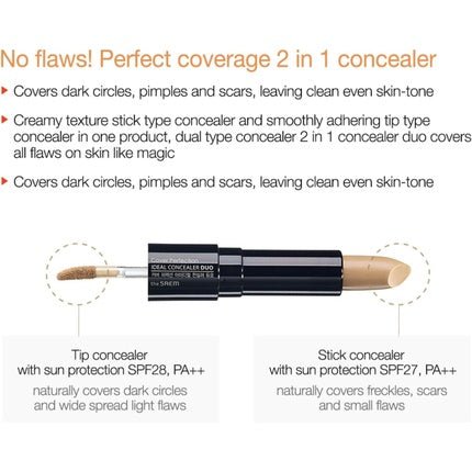 The Saem Cover Perfection Ideal Concealer Duo 1.0 Clear Beige - Maison des fragrances