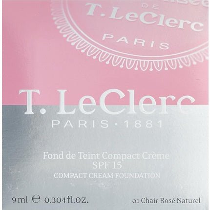 T.LeClerc Nouveauté Fond de Teint Compact Crème Ko mpakt - Foundation NR. 01 - CHAIR ROSÉ NATUREL 9ml - Maison des fragrances