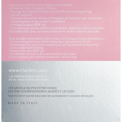 T.LeClerc Nouveauté Fond de Teint Compact Crème Ko mpakt - Foundation NR. 01 - CHAIR ROSÉ NATUREL 9ml - Maison des fragrances