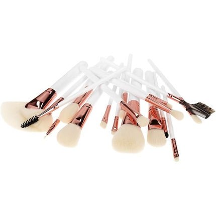 TOOLS FOR BEAUTY Makeup Brushes Rose Golden White Ecru Set 18 Pieces - Maison des fragrances