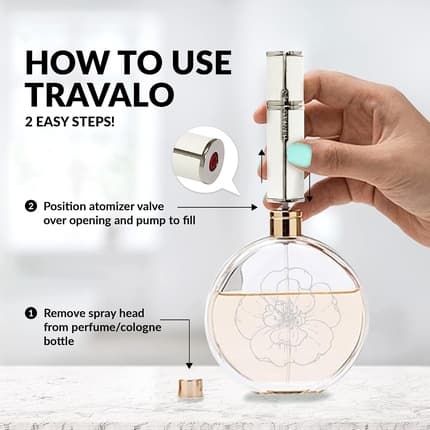 Travalo Milano Atomizer Travel Refill U-Change System TSA Approved Reusable Airtight Easy Fill Mini Pump er Lightweight Portable Vegan Leather with Polished Metal Outer Shell 0.17oz Unisexe - Maison des fragrances