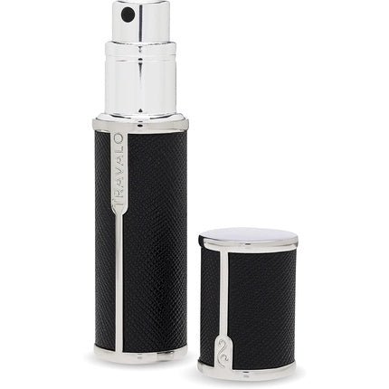 Travalo Milano Perfume Atomizer Travel Refill U-Change System TSA Approved Reusable Airtight Easy Fill Mini Pump Sprayer Lightweight Portable Vegan Leather with Polished Metal Outer Shell Black Fragrance (Fragrance) Mixte 5ml - Maison des fragrances