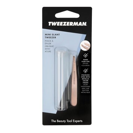 Tweezerman Mini Slant Tweezer In Rose Gold - Maison des fragrances