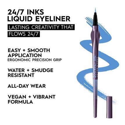 Urban Decay 24/7 Inks Liquid Eyeliner Pen Water - Resistant Smudge - Resistant Vegan Formula Precision Tip with Ergonomic Grip Binge Matte Sky Blue - Maison des fragrances