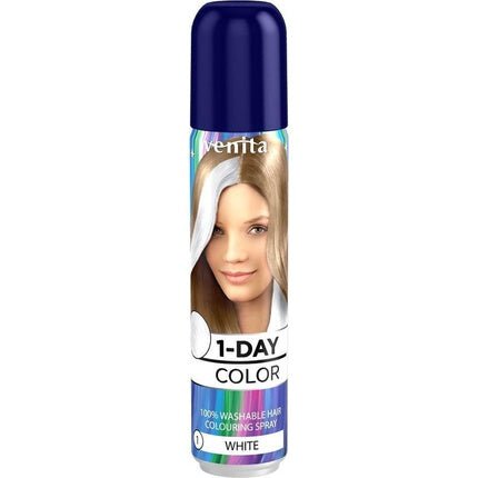 Venita - 1 - Day Coloring Hair Spray White 50ml - Maison des fragrances