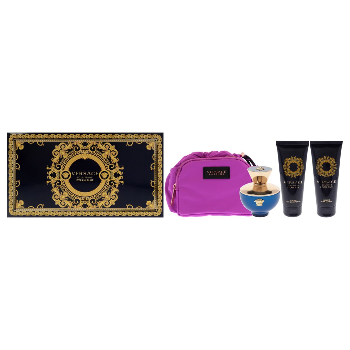 Versace Dylan Blue Eau De Perfume Set 3 Pieces Coffret (Coffret) Femme 100ml - Maison des fragrances