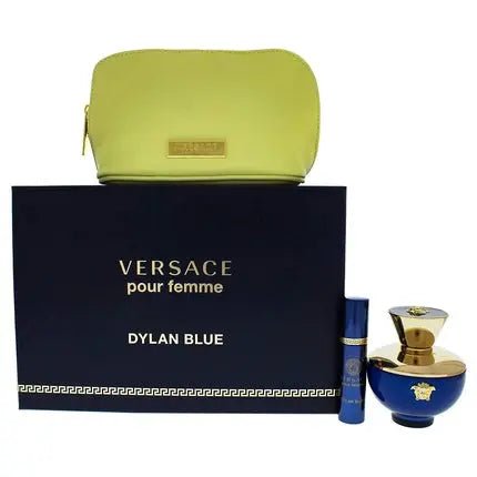 Versace Dylan Blue for Women 3 Piece Gift Set - 3.4oz EDP Spray, 10ml EDP Spray, Pouch - Maison des fragrances