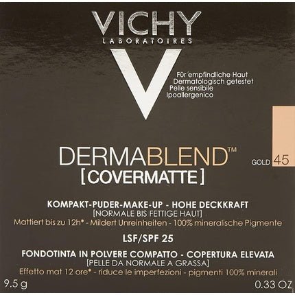 Vichy Dermablend Covermatte Compact Powder Foundation 9,5g - Colour: 45: Gold - Maison des fragrances