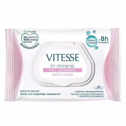 VITESSE TRI - MINERAL Sensitive Skin Makeup Remover Wipes 25 Count - Maison des fragrances