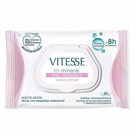 VITESSE TRI - MINERAL Sensitive Skin Makeup Remover Wipes 25 Count - Maison des fragrances