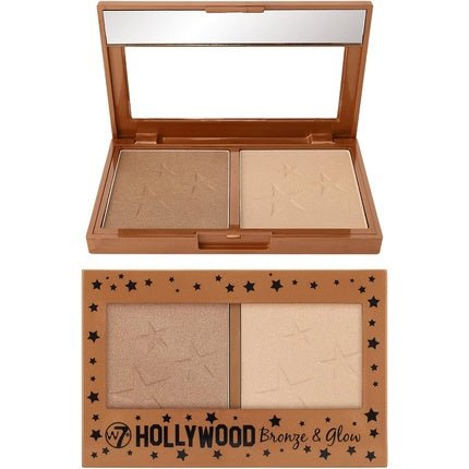 W7 Hollywood Bronze & Glow Pressed Powder Duo Shimmer Bronzer & Highlighter Vegan Makeup - Maison des fragrances