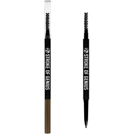 W7 Stroke of Genius Eyebrow Pencil Dual Ended Mechanical Brow Pencil with Spoolie Brush Brunette - Maison des fragrances