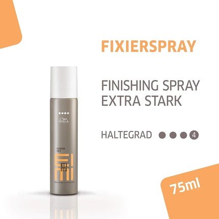 Wella EIMI Super Set Hair Lacquer Finishing Spray for Extra Strong Reliable Hold with UV Protection Formula and Protection from Moisture and Heat 1 x 75ml - Maison des fragrances