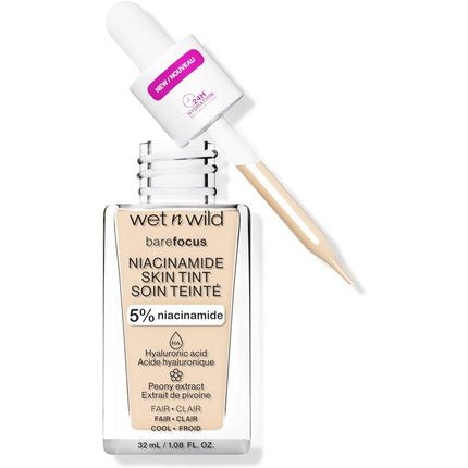 Wet n Wild Bare Focus Niacinamide Skin Tint Lightweight Foundation with Hyaluronic Acid and Vitamin E Fair - Maison des fragrances