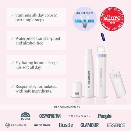 Wonderskin Wonder Blading Peel and Reveal Lip Stain Kit Nude Long Lasting Waterproof Transfer Proof Pink Peel Away Makeup XOXO - Maison des fragrances